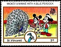 St. Vincent Grenadines - 1989 - Walt Disney - 3 ¢ - Multicolor - Walt Disney, India - Scott 1134 - Disney India New Delhi Mickey & Minnie With a Blue Peacock - 0